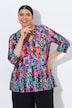 Patchwork Striped Snakeskin Print 3/4 Sleeve Knit T-Shirt
