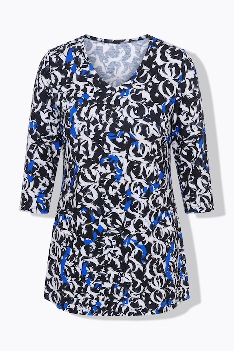 Longshirt, grafischer Druck, V-Ausschnitt, 3/4-Arm