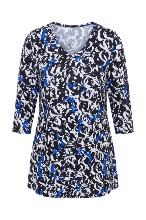 Dlouhé tričko, grafický potisk, V výstřih, 3/4 rukávy