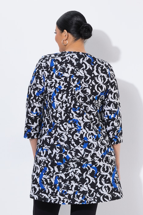 Longshirt, grafischer Druck, V-Ausschnitt, 3/4-Arm