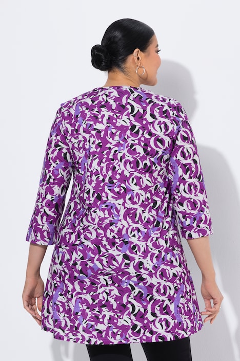 Longshirt, grafischer Druck, V-Ausschnitt, 3/4-Arm