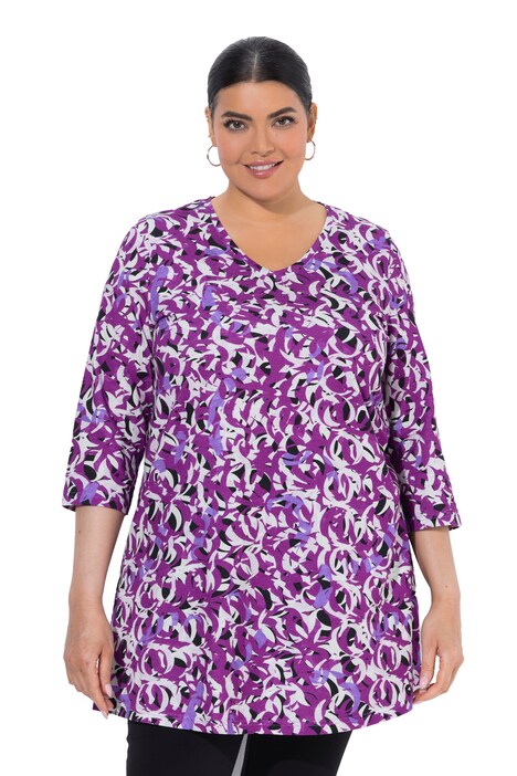 Dlouhé tričko, grafický potisk, V výstřih, 3/4 rukávy