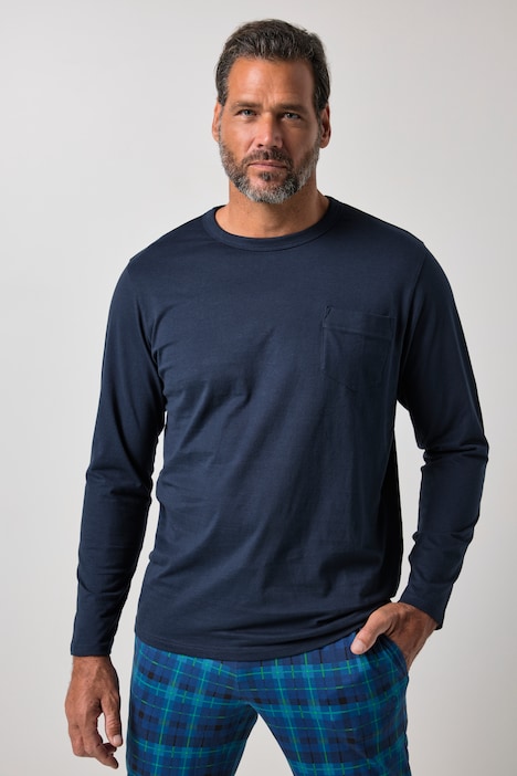 Schlafanzug, Homewear, Zweiteiler, Langarmshirt, gemusterte, lange Hose, bis 8 XL