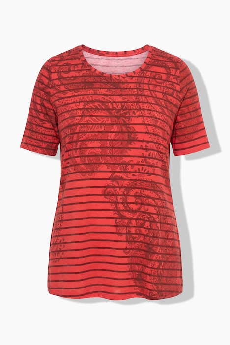 T-shirt, strepen, A-lijn, ronde hals, korte mouwen, Pima-katoen