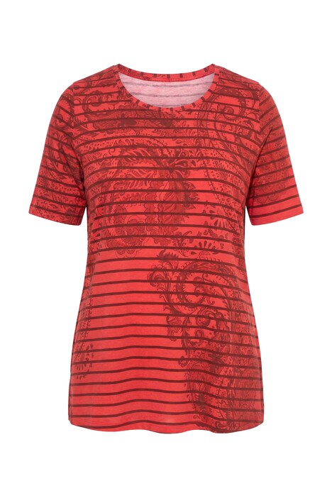 T-Shirt, Ringel, A-Linie, Rundhals, Halbarm, Pima Cotton