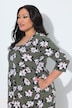 Maxikleid, Blüten, Carré-Ausschnitt, 3/4-Arm, Taschen
