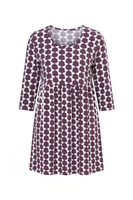 Geometric Print Jersey A-Line Knit Pocket Tunic