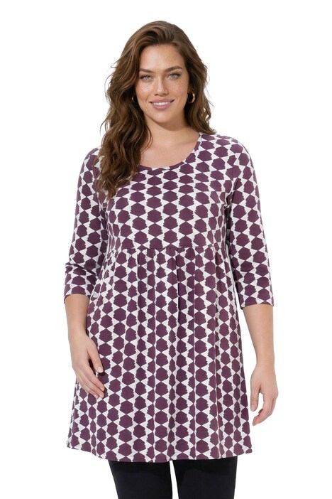 Geometric Print Jersey A-Line Knit Pocket Tunic