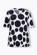 Slinky-Shirt, Punkte, A-Linie, V-Ausschnitt, Halbarm