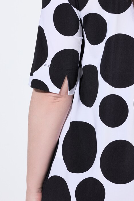 Slinky-Shirt, Punkte, A-Linie, V-Ausschnitt, Halbarm