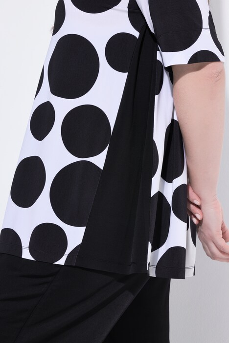 Slinky-Shirt, Punkte, A-Linie, V-Ausschnitt, Halbarm