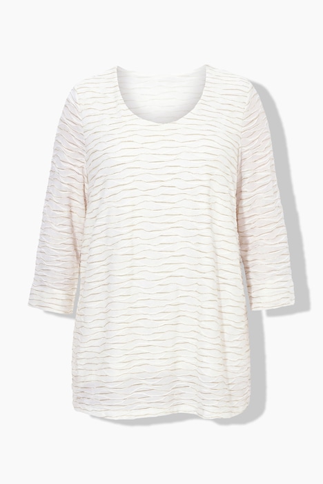 T-shirt i A-linje med glimmer, rund hals og 3/4-ærmer