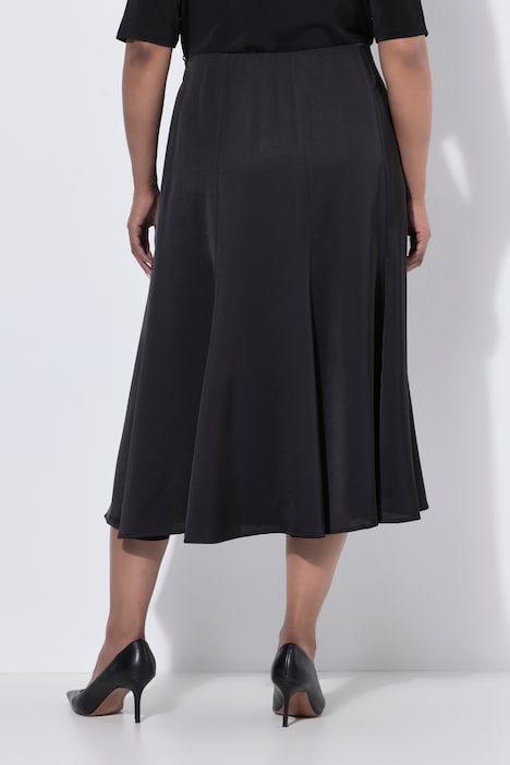 Satin-Maxirock, Glocken-Silhouette, Elastikbund
