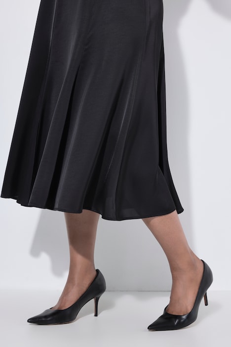 Satin-Maxirock, Glocken-Silhouette, Elastikbund