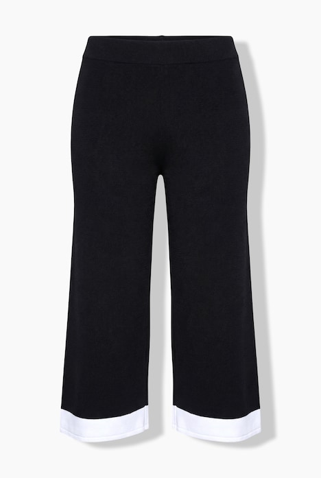 Gebreide culotte, knielang, wijde pijpen, ribgebreide band