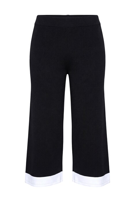 Úpletové kalhoty, po kolena, široké nohavice, žebrovaný pas