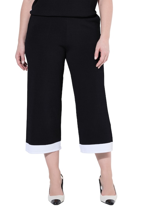 Úpletové kalhoty, po kolena, široké nohavice, žebrovaný pas