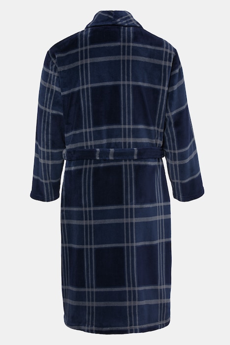 Bademantel, Homewear, Mikrofaser, Karo, Bindegürtel, bis 8 XL