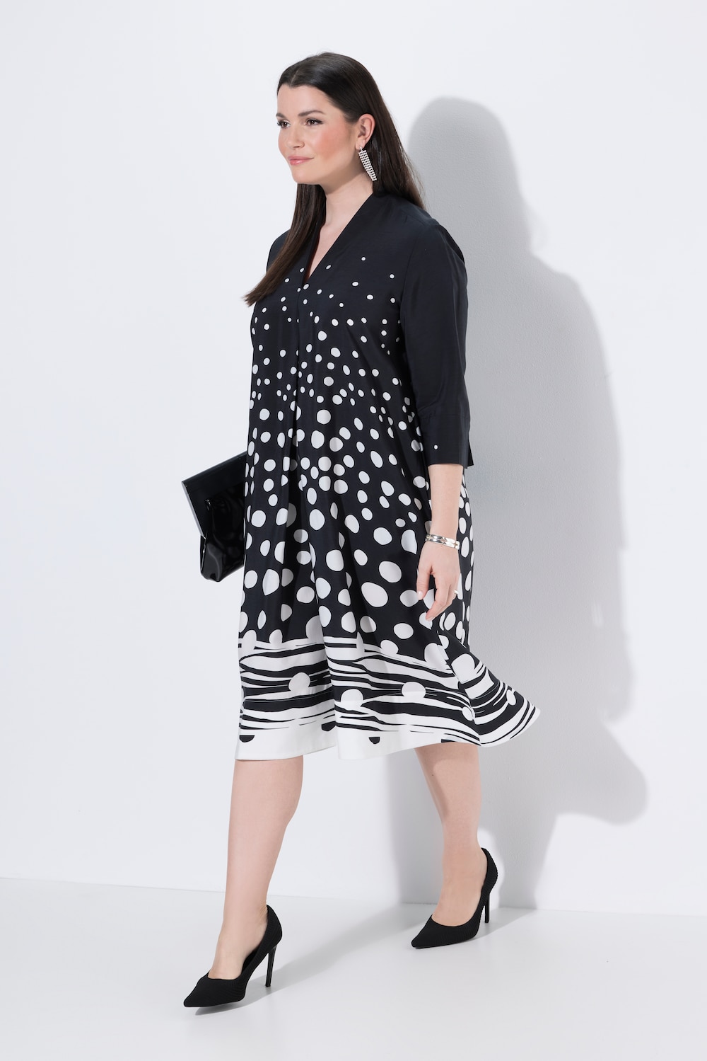 Midikleid, Punkte, Lyocell, Kelchkragen, 3/4-Arm