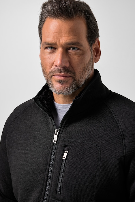 Strickfleece-Jacke, Teddyfutter, Stehkragen, Taschen, bis 8 XL