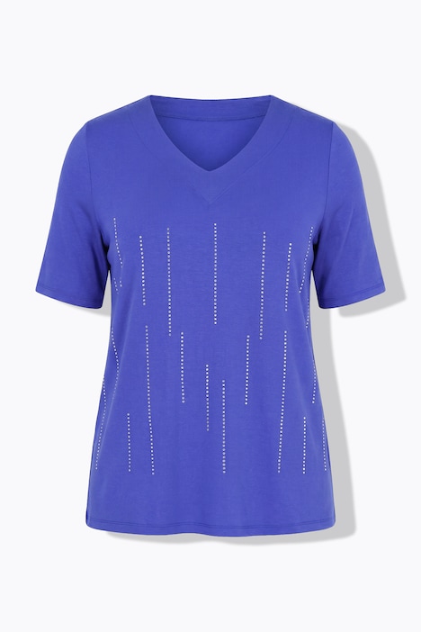 Rhinestone Drip Short Sleeve V-Neck T-Shirt Blouse