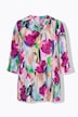 Satijnen blouse, met print, A-lijn, V-hals, 3/4-mouwen
