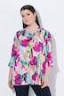 Satijnen blouse, met print, A-lijn, V-hals, 3/4-mouwen