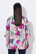 Satijnen blouse, met print, A-lijn, V-hals, 3/4-mouwen