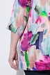 Satijnen blouse, met print, A-lijn, V-hals, 3/4-mouwen