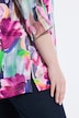 Satijnen blouse, met print, A-lijn, V-hals, 3/4-mouwen