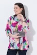 Satijnen blouse, met print, A-lijn, V-hals, 3/4-mouwen