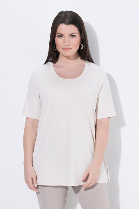 T-shirt, hart, A-lijn, ronde hals, korte mouwen, Pima-katoen