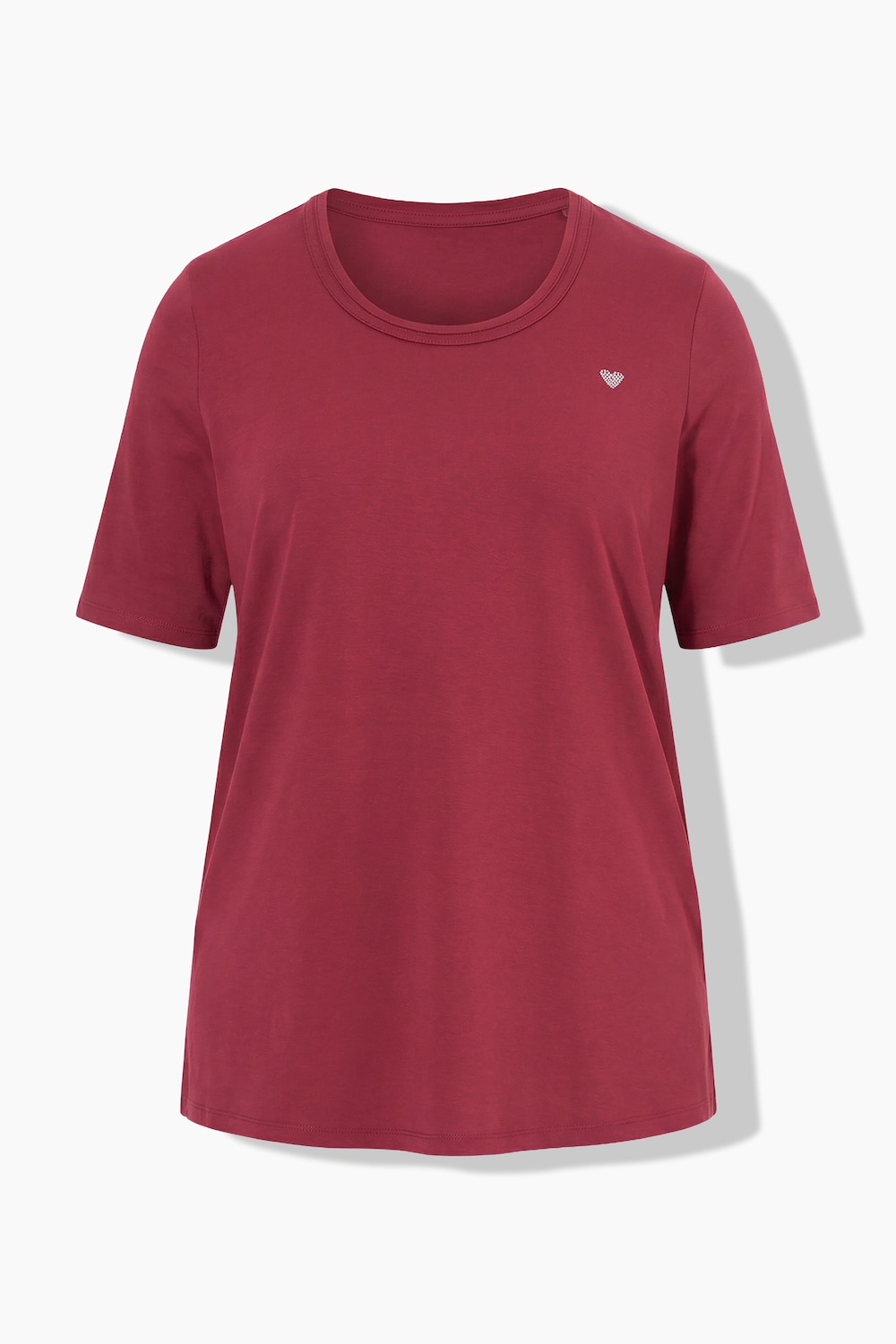 Stora storlekar T-shirt i A-linjemodell med rund halsringning, Dam, röd, storlek: 42/44, Bomull, Ulla Popken
