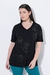T-shirt med dekorative perler og V-hals