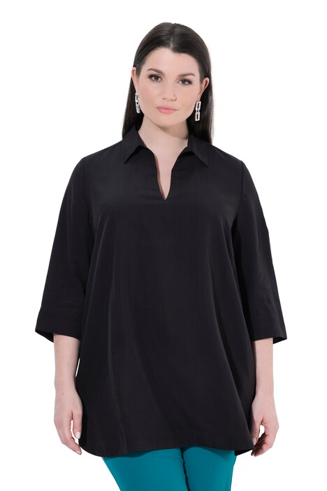 Lyocellová dlouhá tunika, áčkový střih, košilový límec, 3/4 rukávy