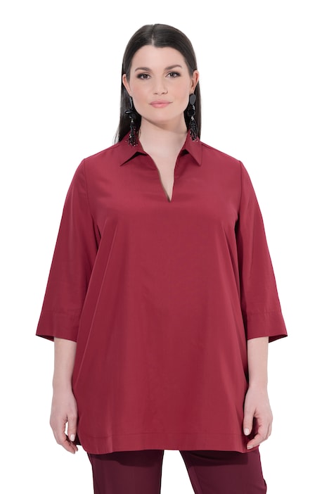 Lyocellová dlouhá tunika, áčkový střih, košilový límec, 3/4 rukávy