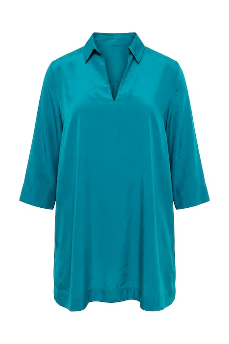 Lyocellová dlouhá tunika, áčkový střih, košilový límec, 3/4 rukávy