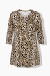 Leopard Print 3/4 Sleeve V-Neck Knit Tunic