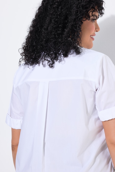Papertouch-Bluse, Hemdkragen, Halbarm
