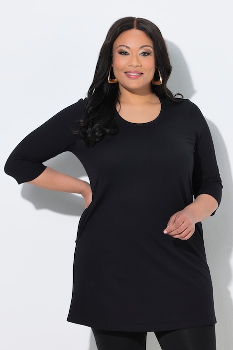 3/4 Sleeve Round Neck Knit Tunic