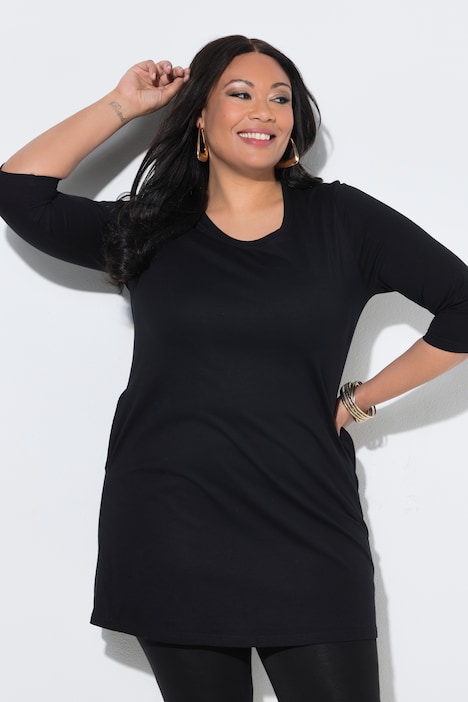 3/4 Sleeve Round Neck Knit Tunic