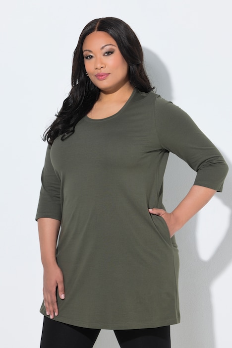 3/4 Sleeve Round Neck Knit Tunic