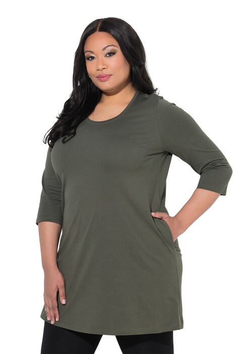 3/4 Sleeve Round Neck Knit Tunic