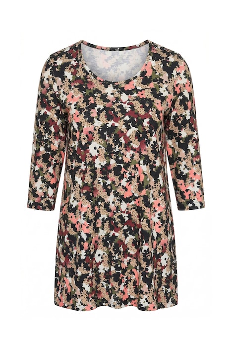 Floral Camo Print Round Neck Cotton Knit Tunic