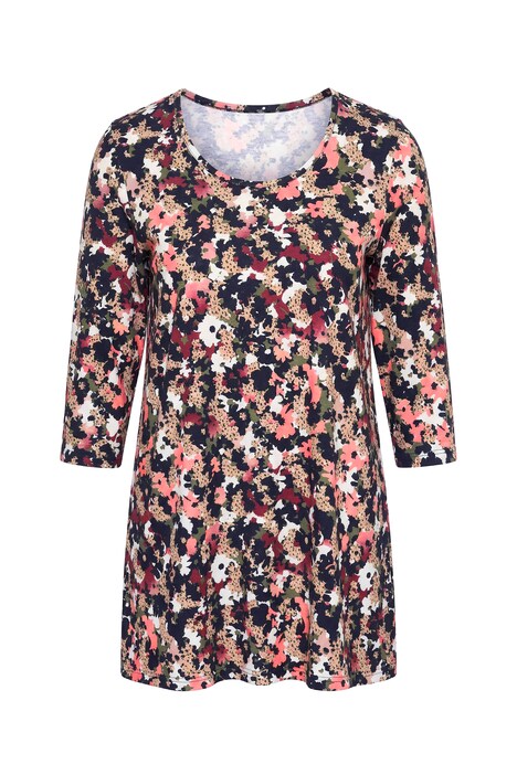 Floral Camo Print Round Neck Cotton Knit Tunic