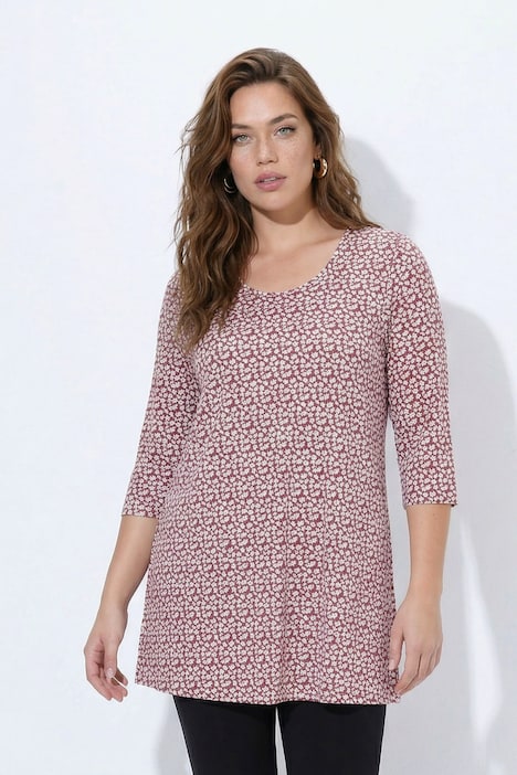 Longshirt, gemustert, A-Linie, Rundhals, 3/4-Arm