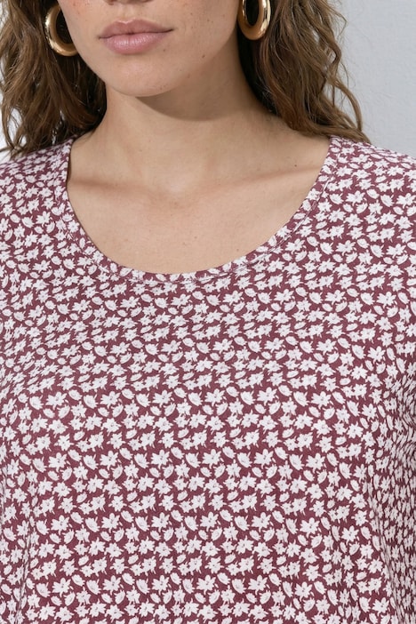 Longshirt, gemustert, A-Linie, Rundhals, 3/4-Arm