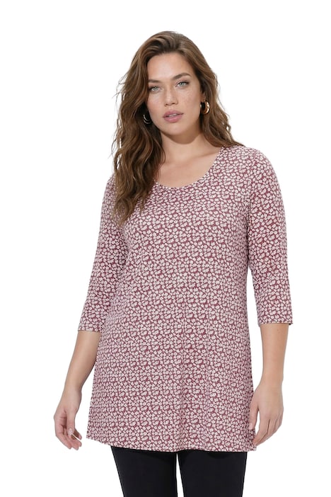 Floral Print Round Neck Cotton Knit Tunic