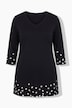 Longshirt, Motivdruck, A-Linie, V-Ausschnitt, 3/4-Arm