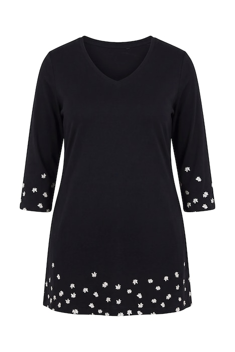 Daisy Placement Print V-Neck Cotton Knit Tunic